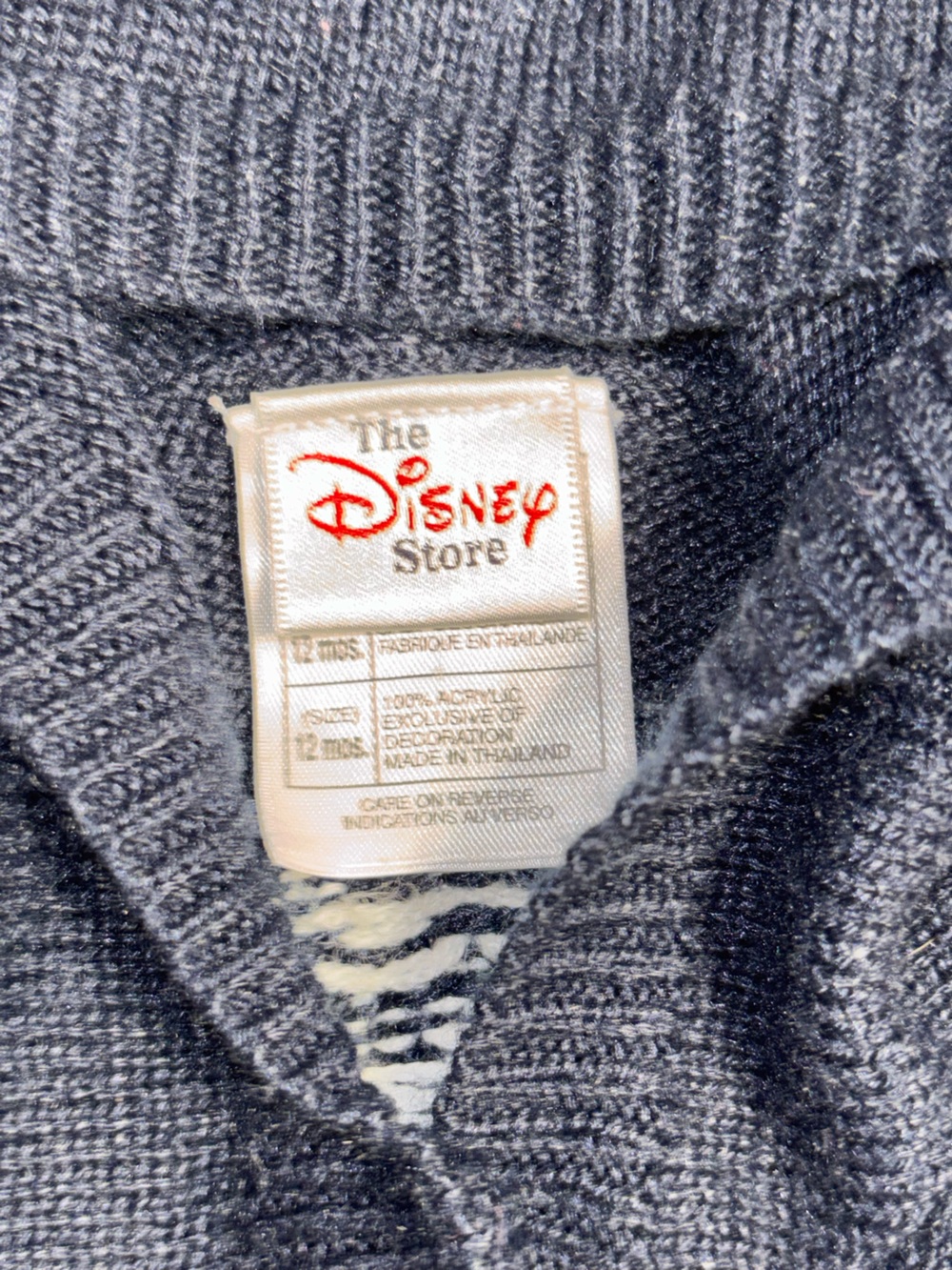 Vintage Kids Navy Knit Hooded Cardigan with Winnie the Pooh Embroidery 12M - Picture 4 of 6